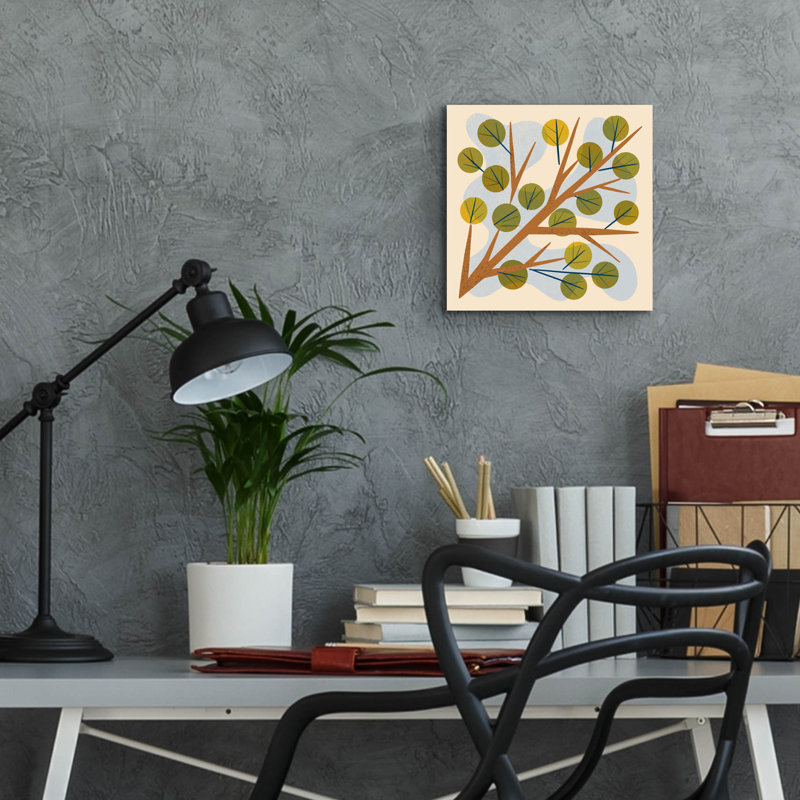 Art mural en verre épique «Branch and Leaves» par Renea L. Thull, 12 po x 12 po