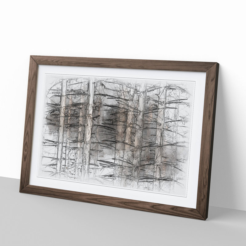 Bare Trees - Picture Frame Graphic Art, 36cm H x 48cm W x 2cm D, Walnut