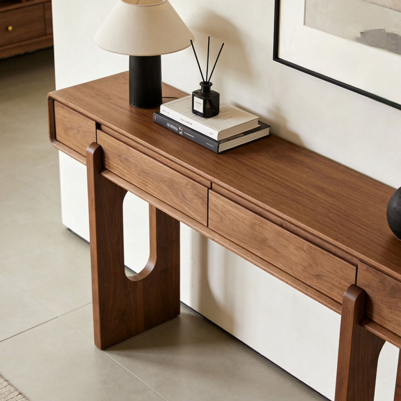 Console brun simple de style nordique, H 35,4 po x l 47,2 po x P 15,7 po