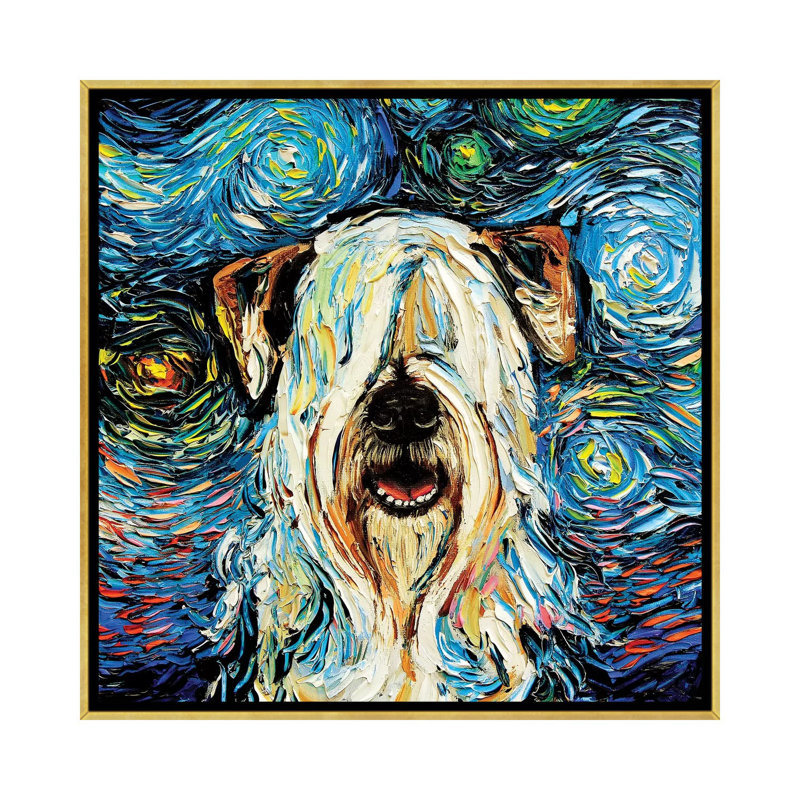 « Wheaten Night » par aja Trèves, reproduction d’art, Toile encadrée d'or, Pas de tapis, H 37 po x l 37 po x P 1,5 po