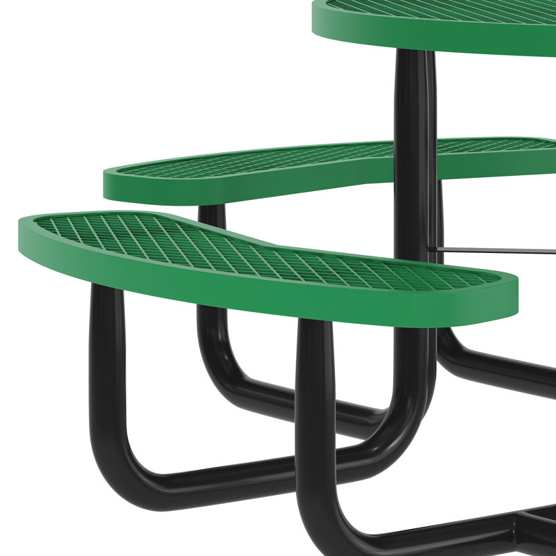 Table de pique-nique d'extérieur en métal déployé de qualité commerciale accessible en fauteuil roulant, Vert