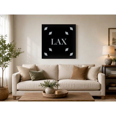 Los Angeles Hockey City Colors Luxury Diamond Monogram — Silver Black — Canvas Wall Art