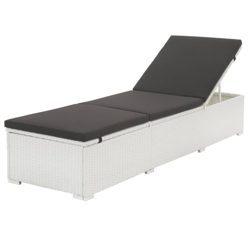 Chaise longue de patio avec dossier ajustable Silvestro, gris, Blanc