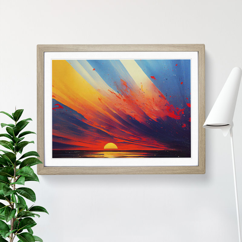 XH1022-8624X Sunset Splash Vol.1 1 Piece Single Picture Frame Wall Art, 46cm H x 64cm W, Oak