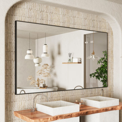 Lesamuel Wall Mounted Vanity Mirror w/ Aluminum Frame for Bedroom, Entryway, Living Room