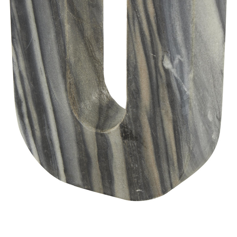 Porte-bougie abstrait en U Etha et marbre gris, Mat multicolore, H 8,05 po x l 6,05 po x P 2,05 po