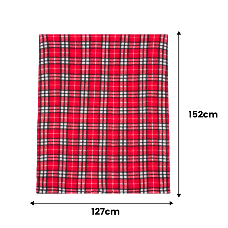 Blaris Soft Plush Classic Check Blanket Throw, Red