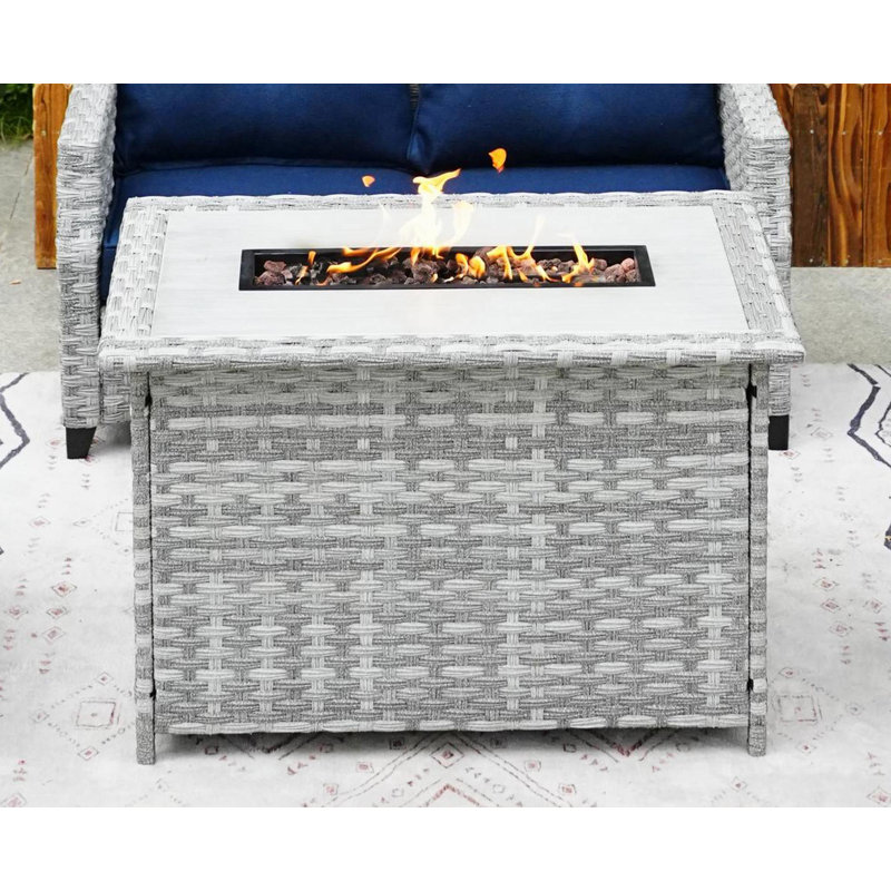 Woodrum Rectangle Propane Smokeless Fire Pit Table