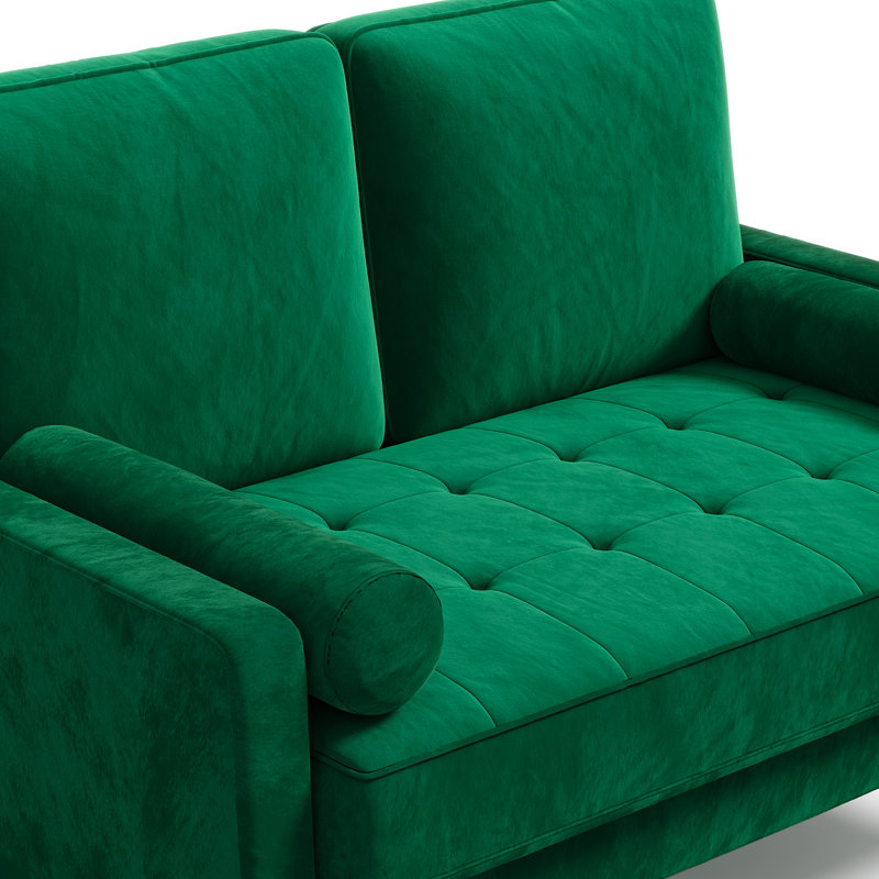Modern 47.6-inch mini model velvet two-seater sofa, Green