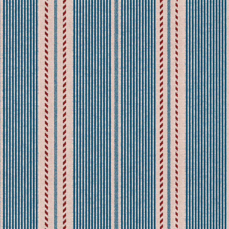 Tales Of Maghreb Striped Wallpaper Roll, Blue/Red/Taupe