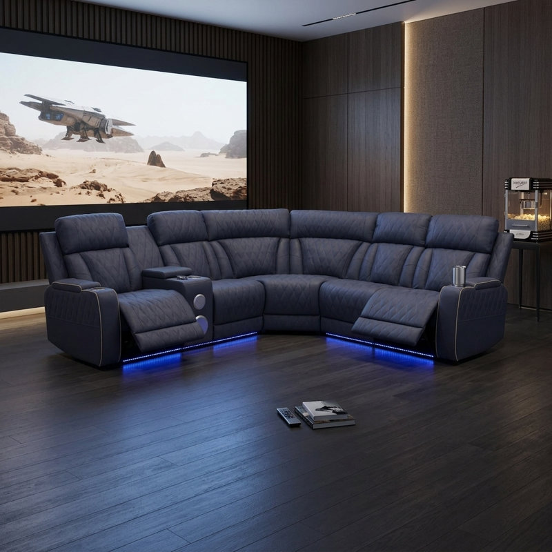 Ensemble de 3 fauteuils inclinables électriques 3 pièces avec haut-parleurs Bluetooth et panneau de commande multifonctionnel