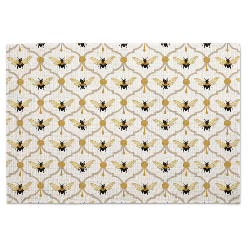 Ensemble de 4 napperons lavables All The Bees, Jaune