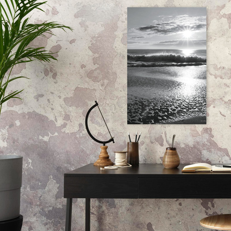 Plage, lever de soleil, art côtier abstrait, H 24 po x l 16 po