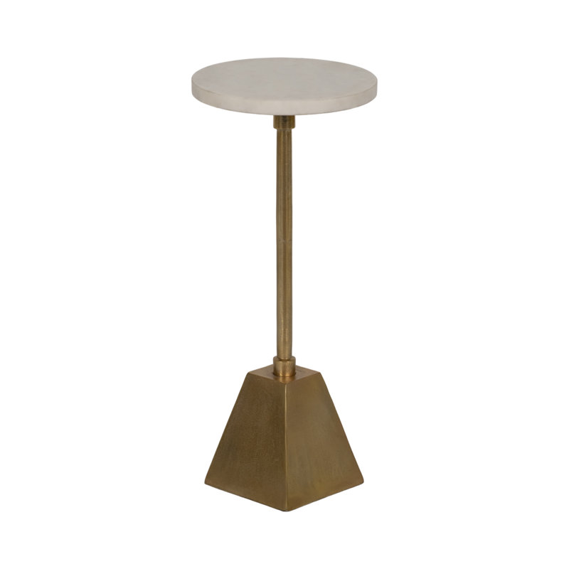Metal and Stone Accent Table with Aluminum Base - Modern Stylish Side Table for Home Decor