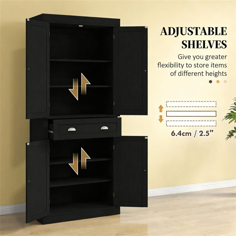 Armoire de rangement pour garde-manger avec portes et tablettes