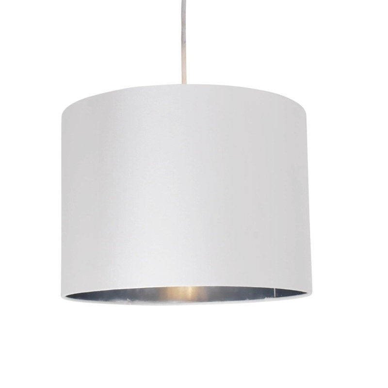 20cm H Silk Drum Pendant Shade, White/Chrome