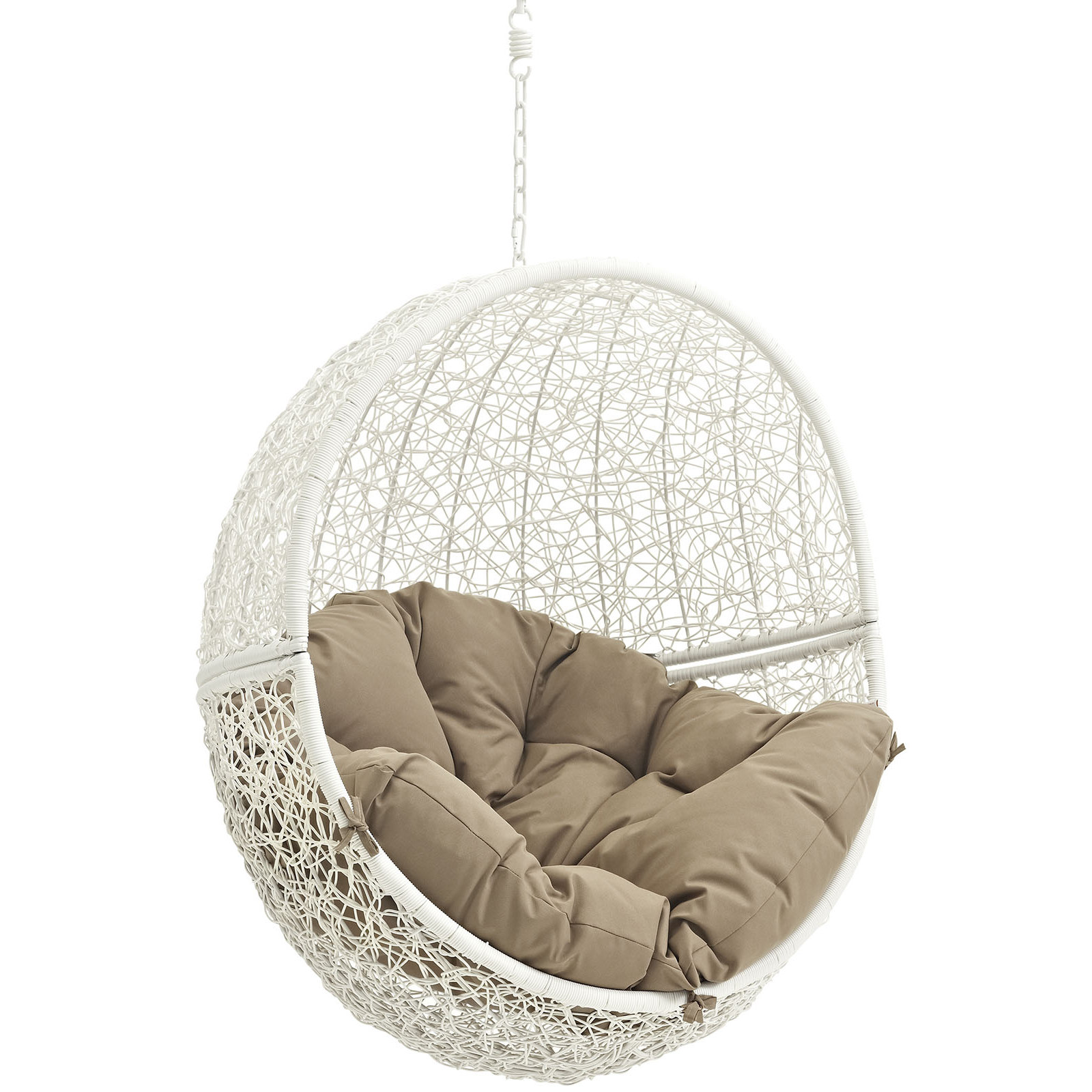 Modway Hide Outdoor Patio Swing Chair Without Stand, White/Mocha