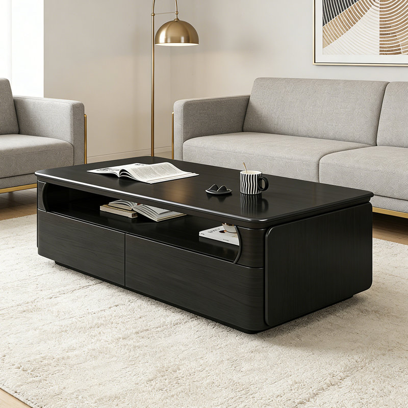 Table basse Modern, Noir, H 16,53 po x L 55,12 po x l 31,49 po, Noir