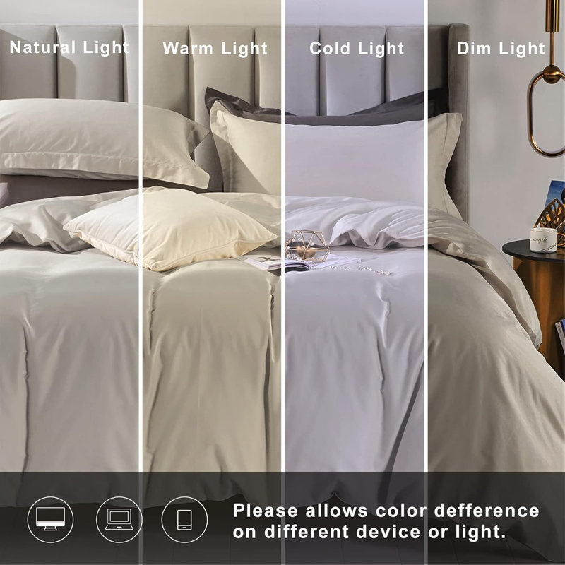 Ensemble de housse de couette 100% coton de qualité égyptienne ultra douce, Housse de couette grand + 2 taies décoratives