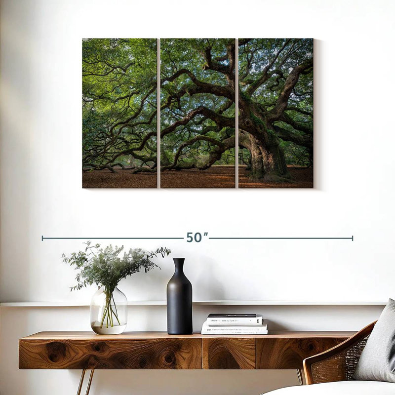 Ensemble de 3 pièces ange chêne sur toile, H 24 po x l 38 po x P 1,25 po
