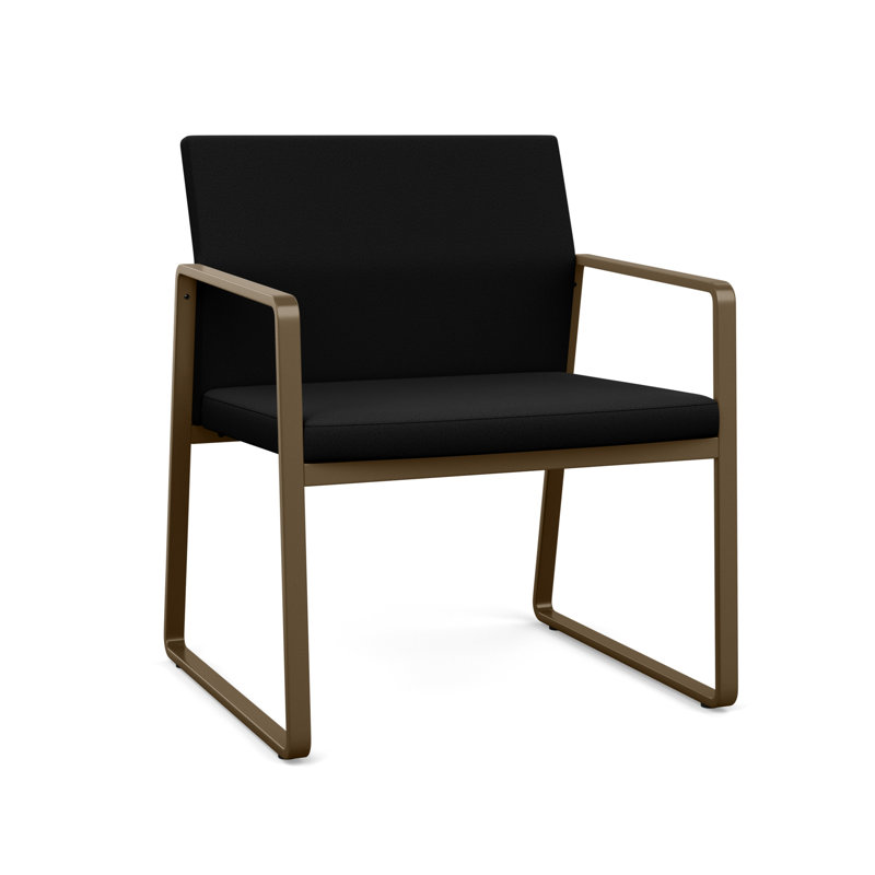 Chaise d'invité surdimensionnée Gansett, Bronze, Portes ouvertes en tissu noir