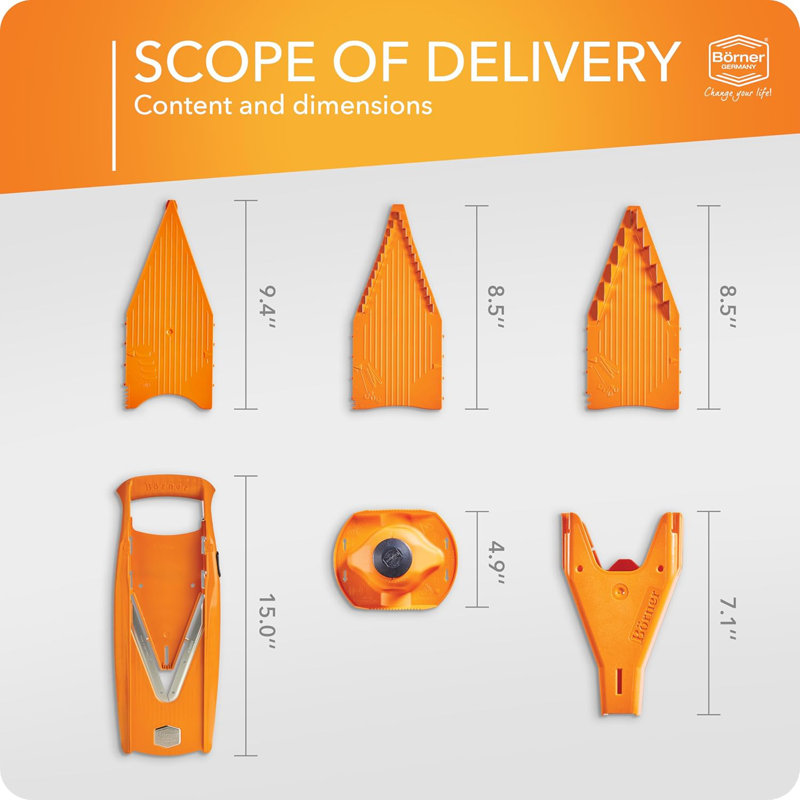 Börner V-5 Power Line Mandoline, Starter Set, Orange