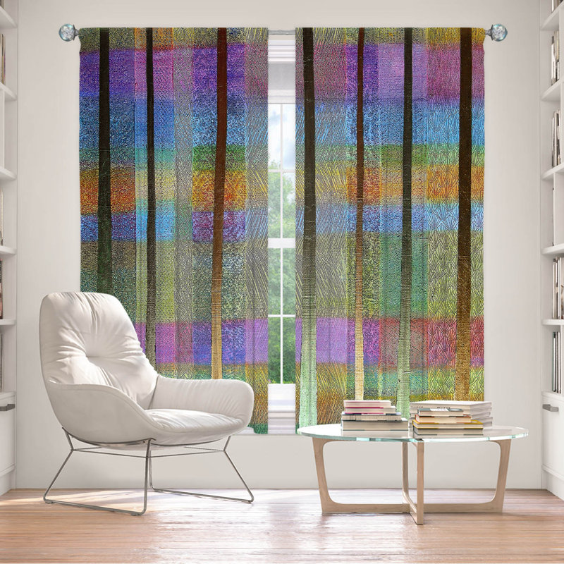 Fehrat Room Darkening Curtain Pair, Purple/Blue/Green, 40" W x 52" L