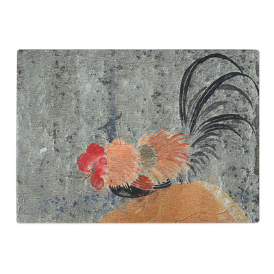 Tempered Glass Cock on a Drum by Shibata Zeshin Chopping Board