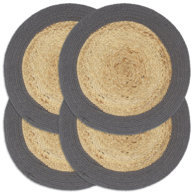 Brancaster No Pattern Round Placemat, Natural/Anthracite