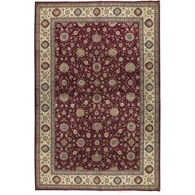 Tapis vin et bleu marine de haute qualité noué à la main
