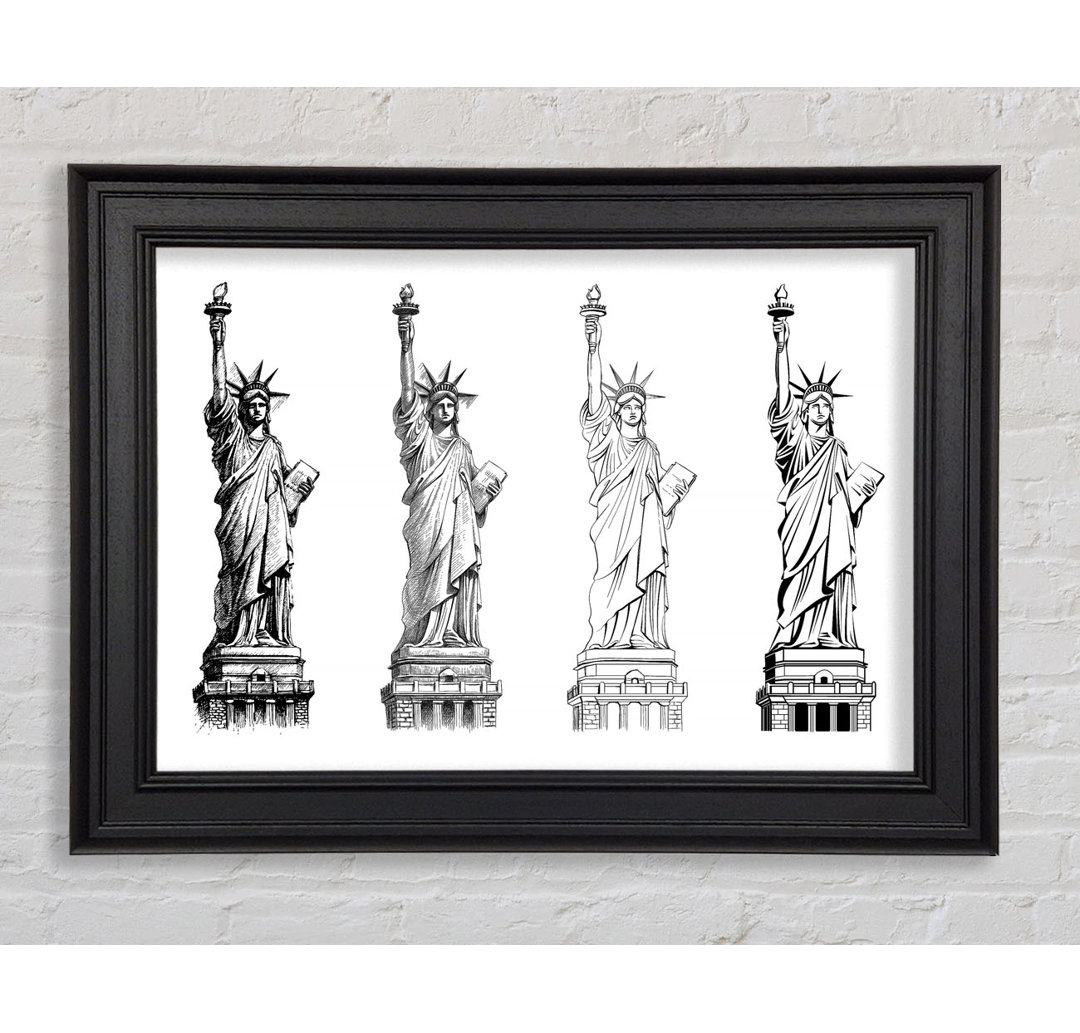 Gerahmtes Leinwandbild Statue Of Liberty Drawings