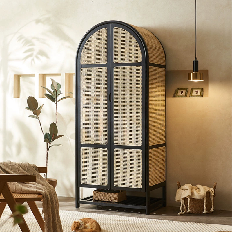 Armoire simple et rétro en bois massif, Noir