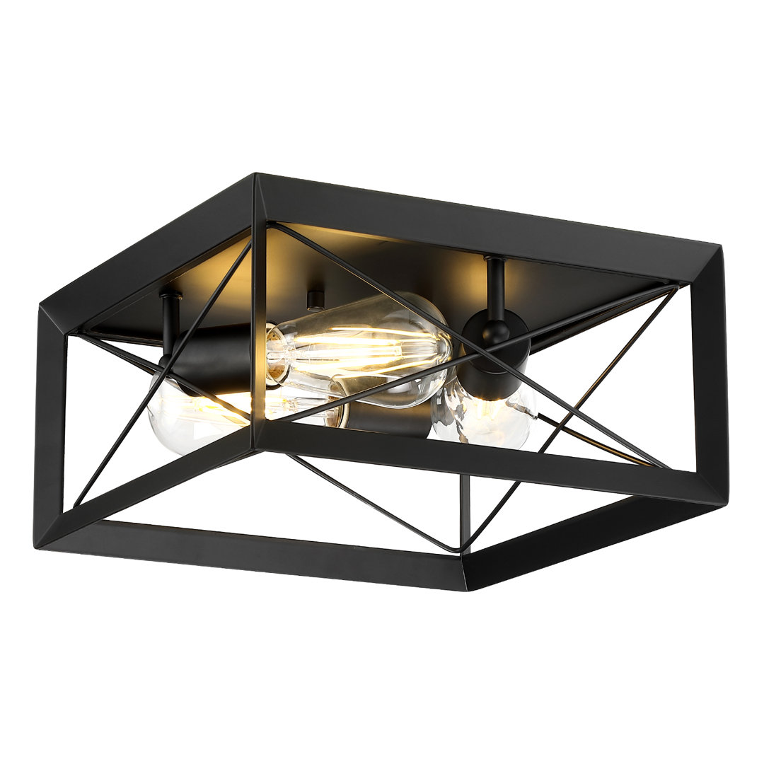 Nox 13" Industral 3 light ceiling flush light black Lightnia