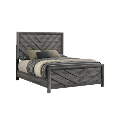 Lit simple confortable en bois gris avec tête de lit remarquable pour un décor de chambre à coucher moderne et élégant d'un espace confortable