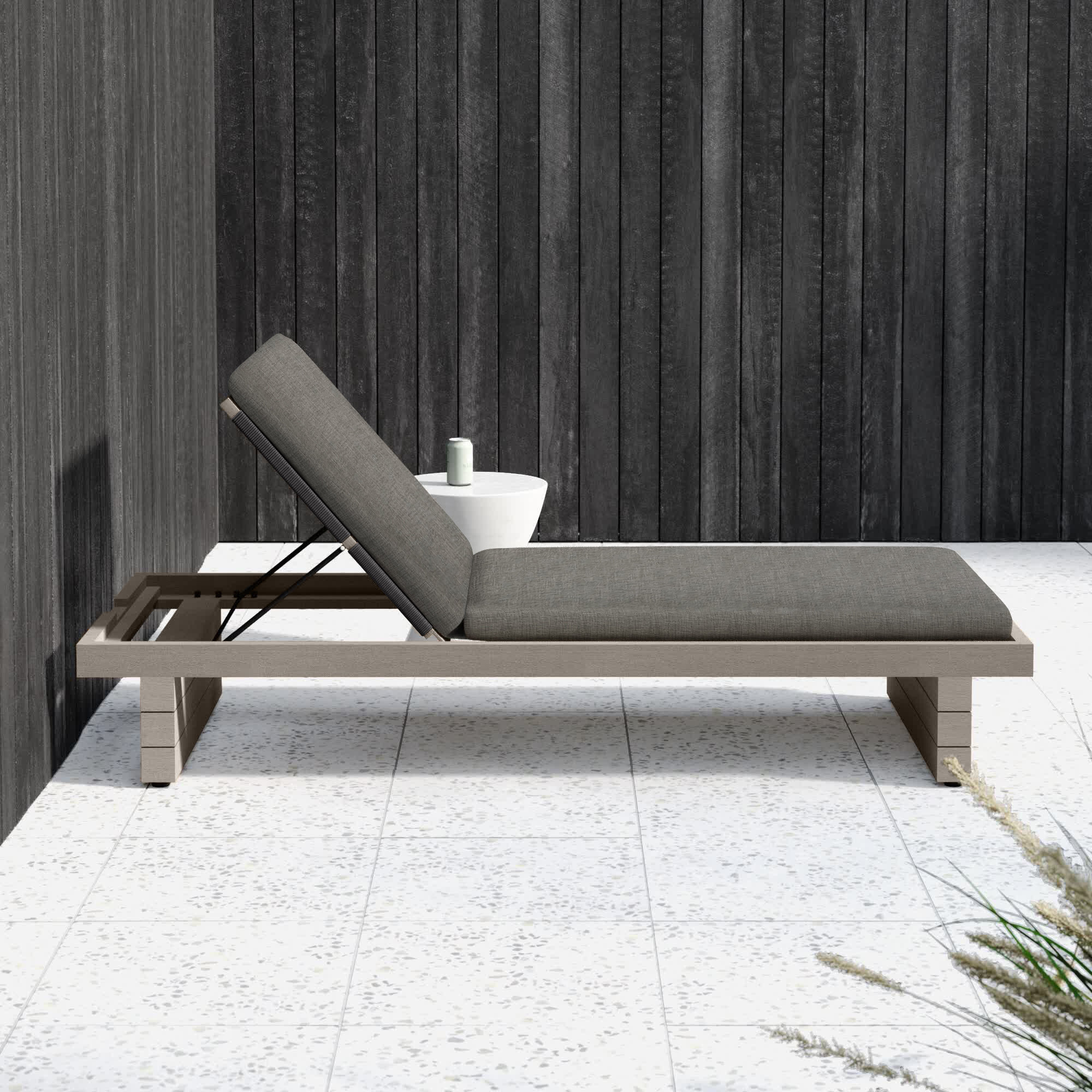 Davie 31.5'' Outdoor Teak Chaise Lounge, Charcoal, Gray