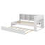 Lit de jour simple avec lit gigogne, lit d'angle avec station de charge USB, tête de lit bibliothèque et tablettes de rangement