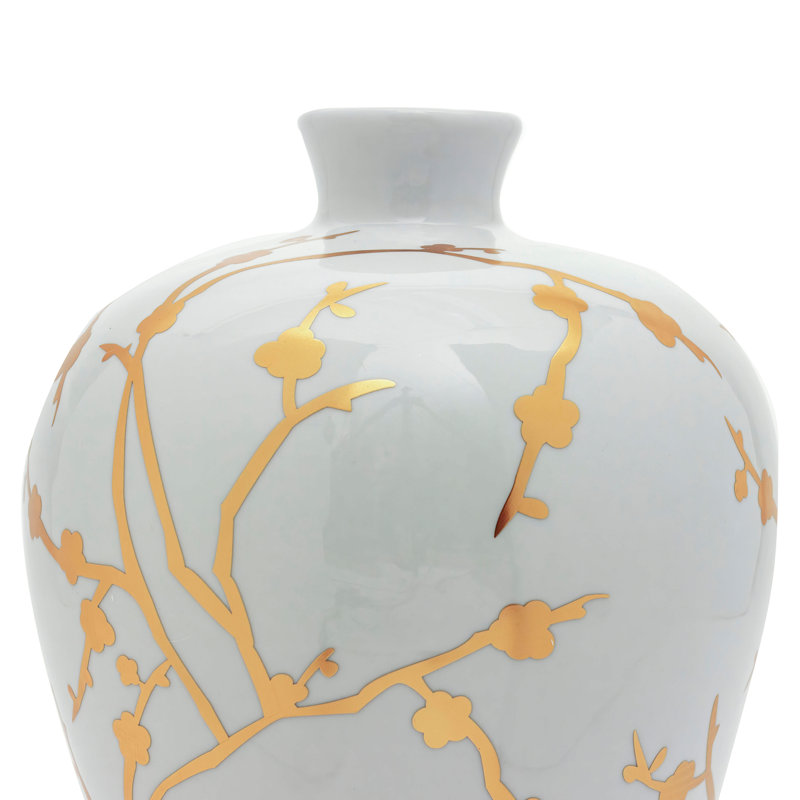 15" Gold Branches Plum Vase
