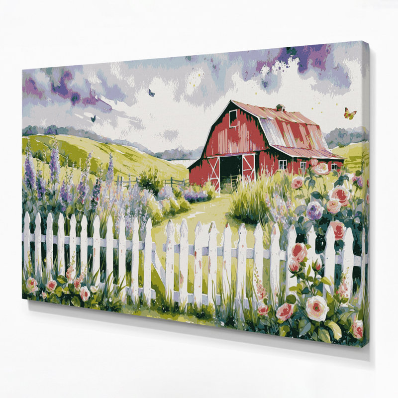 «Farm Picket Fence Beige», art mural sur toile, H 11 po x l 14 po