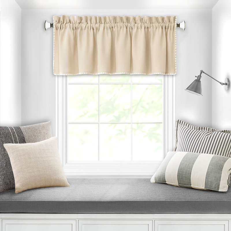 Cantonnière sur mesure de couleur unie de 58 po, Brun clair / Blanc