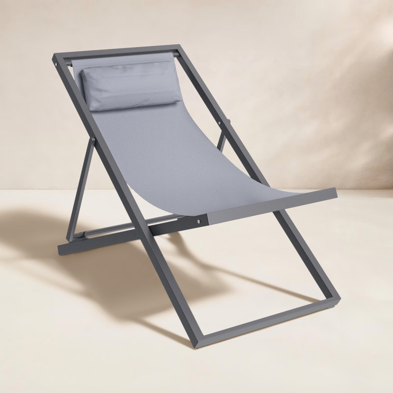 Barbarella Powder Coated Aluminum Outdoor Lounge Chair, Black