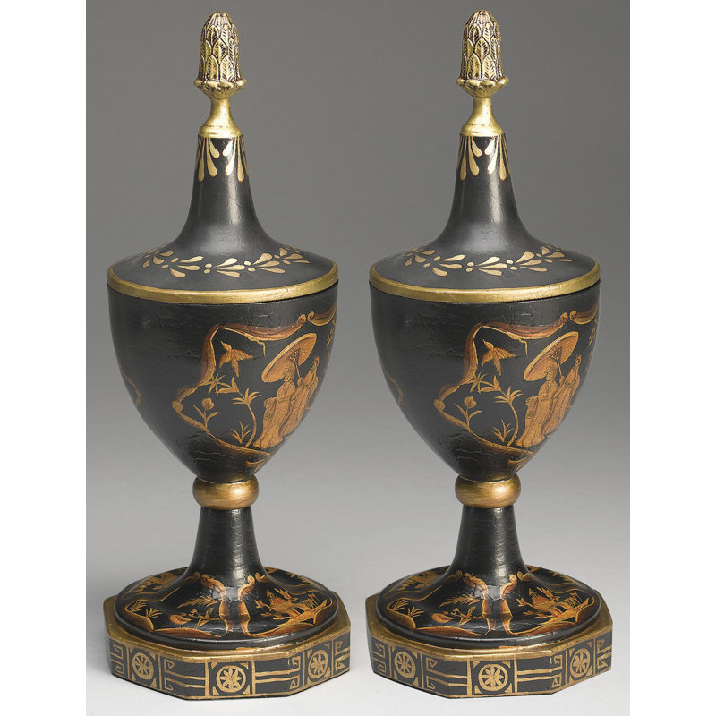 Urn décorative asiatique Decker, Noir