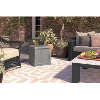 Suncast 19.31 in. W x 10.56 in. D Resin End Table with Storage for Outdoor Use, Made in the USA