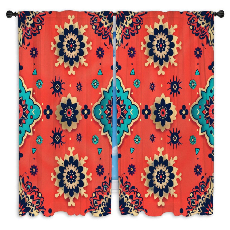 Rideaux de fenêtre à motif floral - 2 panneaux, L 40 po x L 61 po