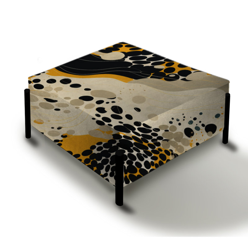 Motif abstrait orange et noir Urban Exotica - Grand repose-pieds carré abstrait