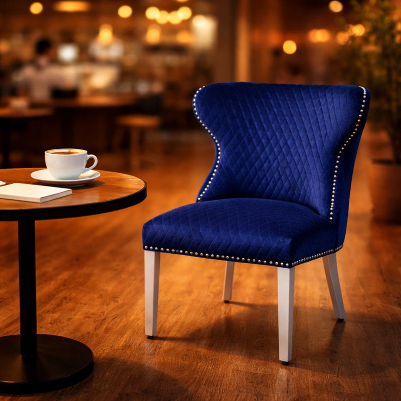 Velvet Upholstered Side Chair, Blue