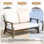 Causeuse d'extérieur en teck massif avec coussin et accoudoirs-605673266-605673264