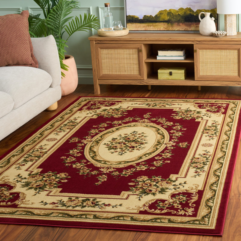 Frasher Performance Oriental Rug, Rectangle 5'3" x 7'6", Red/Ivory