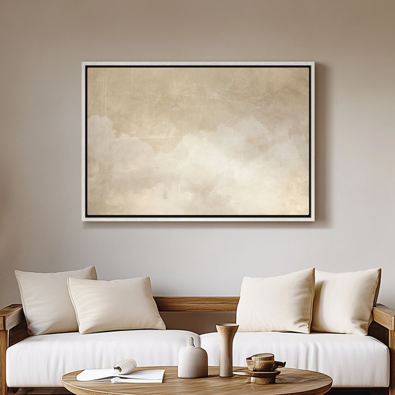 Art mural encadré sur toile - Forme abstraite de nuage neutre neutre dans des tons de beige chaud - 16 po x 24 po, 24 po x 36 po