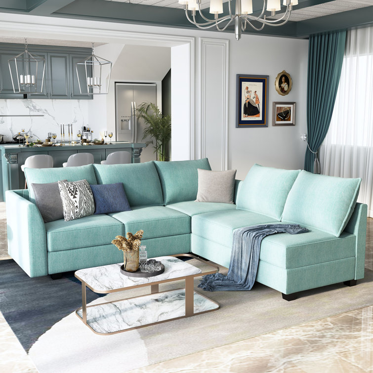 L-Shaped Modular Sectional Couch Reversible Modular Upholstered Sofa