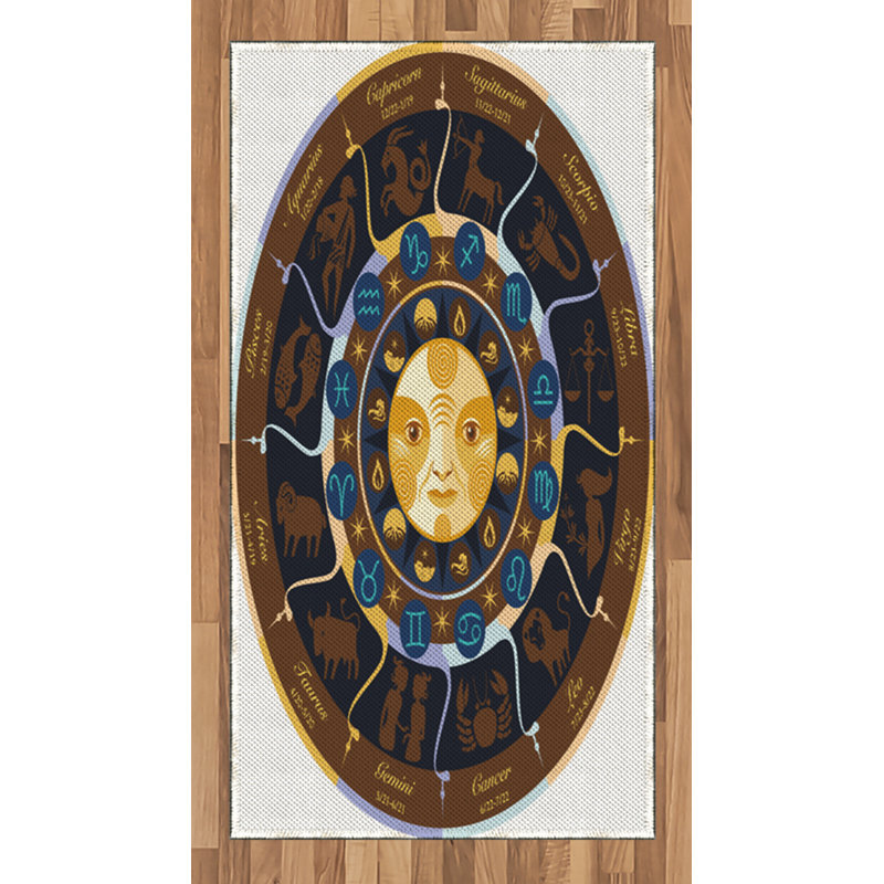 Tapis décoratif à longues fibres en polyester à haute densité Astrology, Rectangle 2 pi 7 po x 5 pi